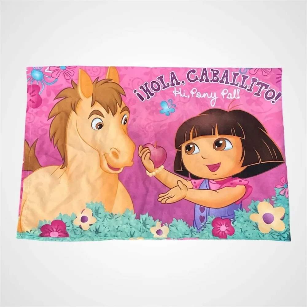 RARE Dora The Explorer Fitted Crib Sheet Toddler Bed Comforter Flat Sheet Pillow